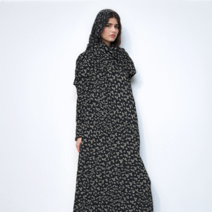 Midnight Leaves Printed Abaya