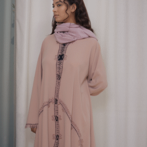 Peach Laced Abaya
