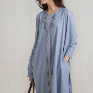 Gray Satin Bell Sleeved